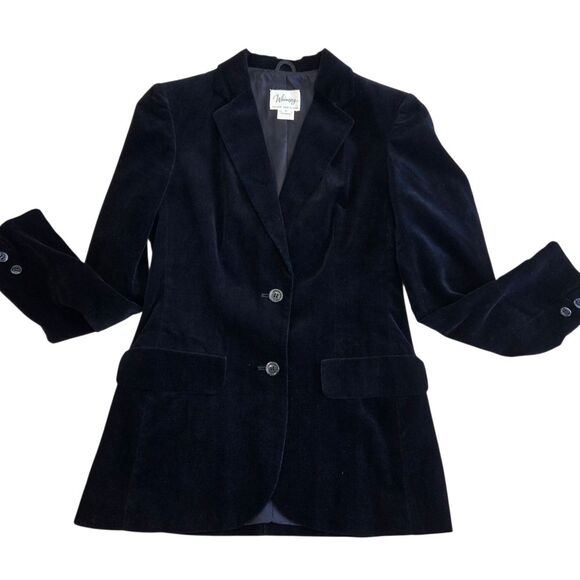 Vintage 70's-80's Whimsey Black Velvet Women's Blazer  Single Breasted Japan 5 - Picture 1 of 8